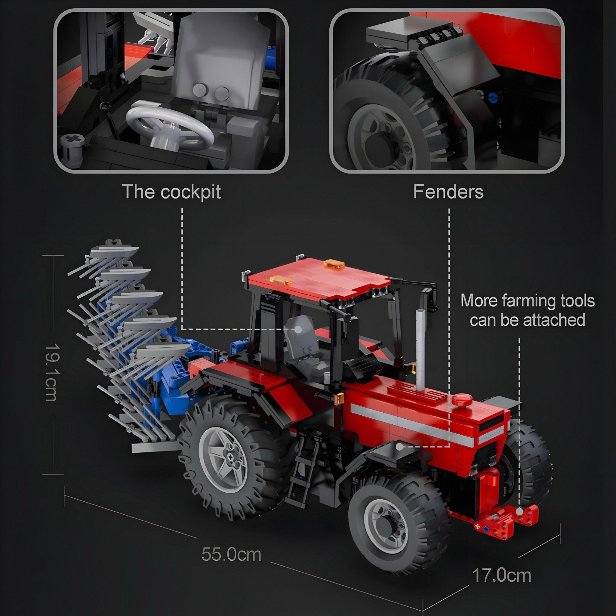 REMOTE CONTROLLED PLOWING TRACTOR | 1676PCS - BRICKS LAB