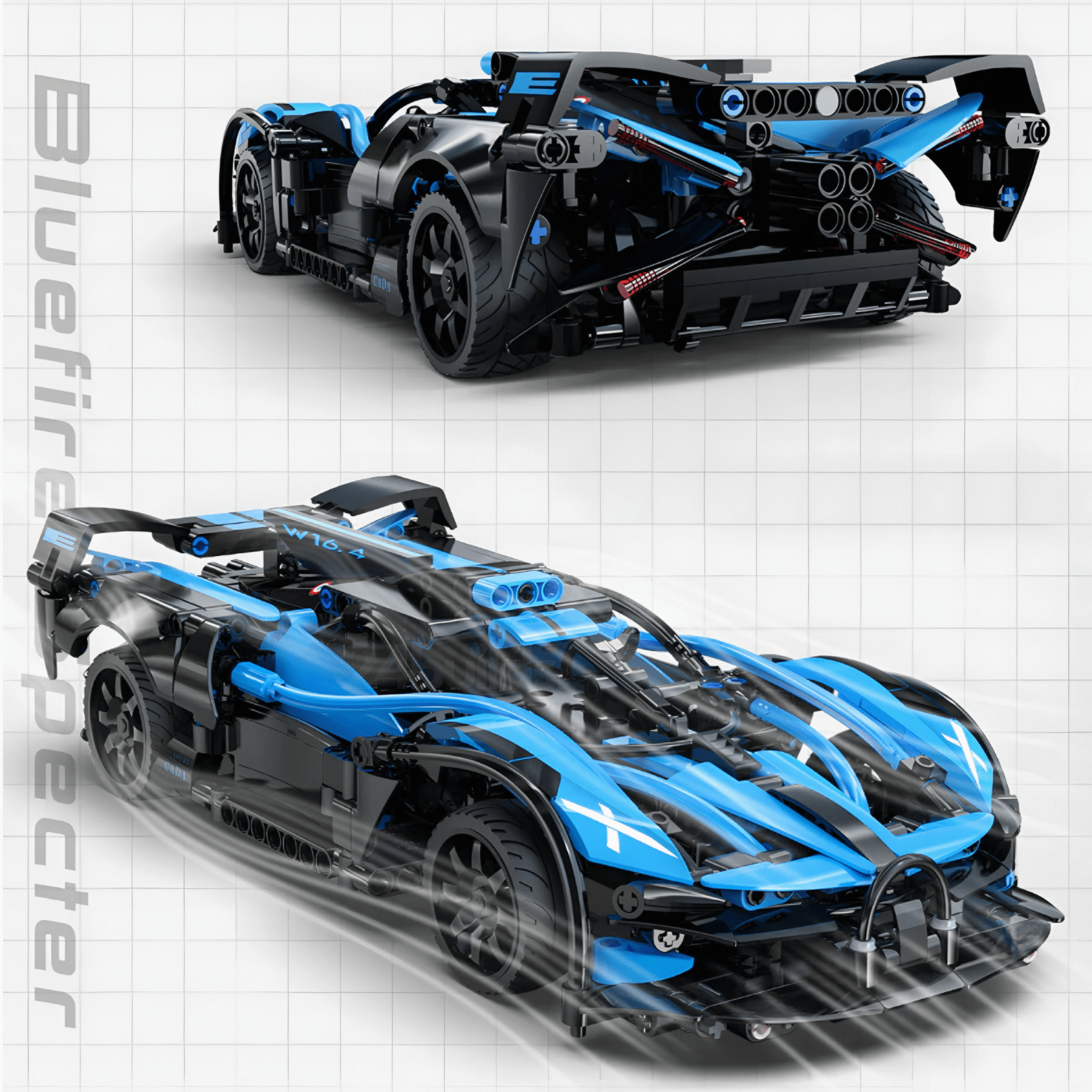 Remote Controlled W16 Track Hypercar | 1382pcs - BRICKS LAB